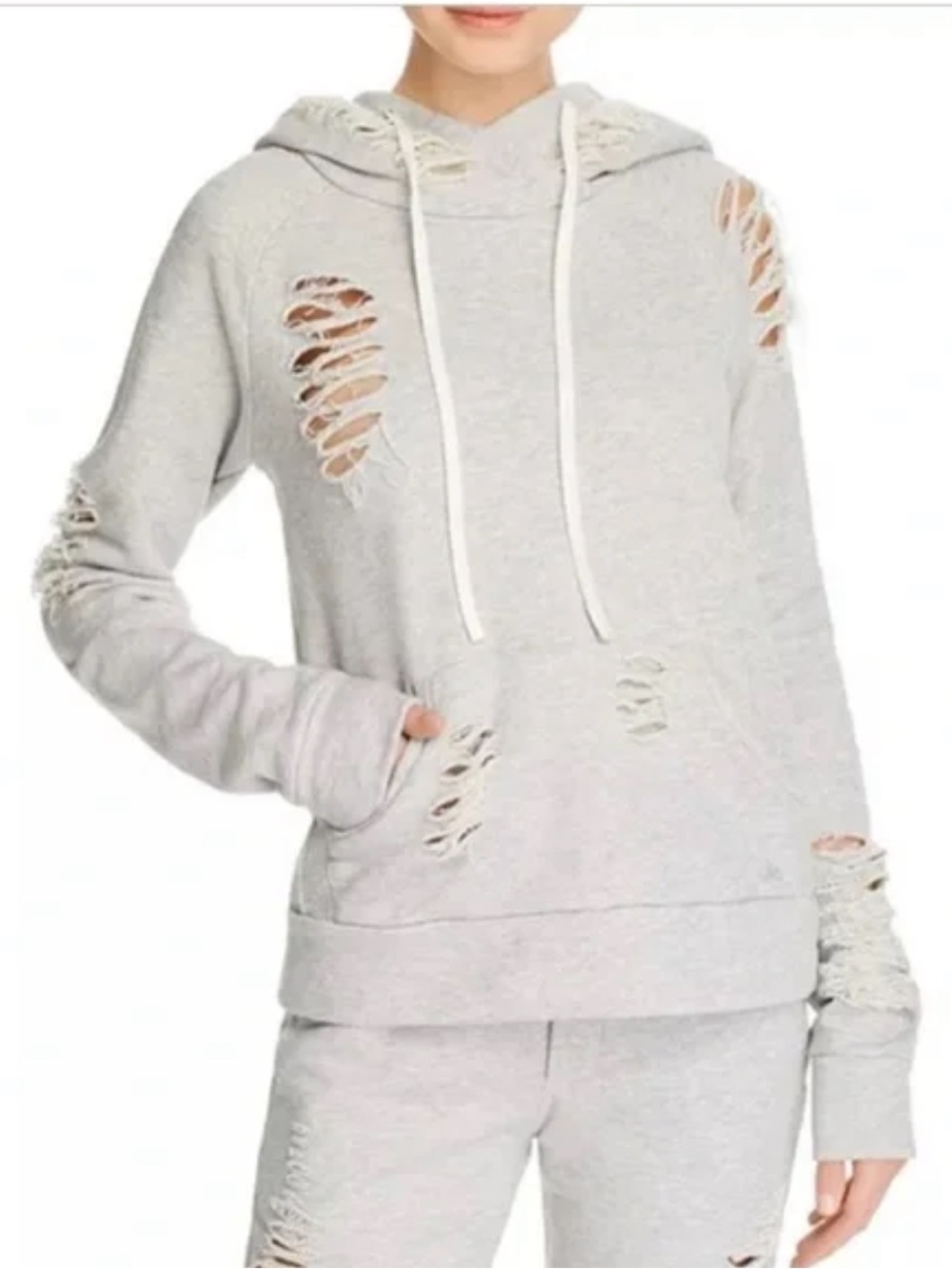 Alo Hooded Distressed Sweatshirt